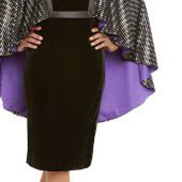 Brand new with tags Donna Vinci Church Cognic Velvet sequin caped dress - Picture 2 of 5